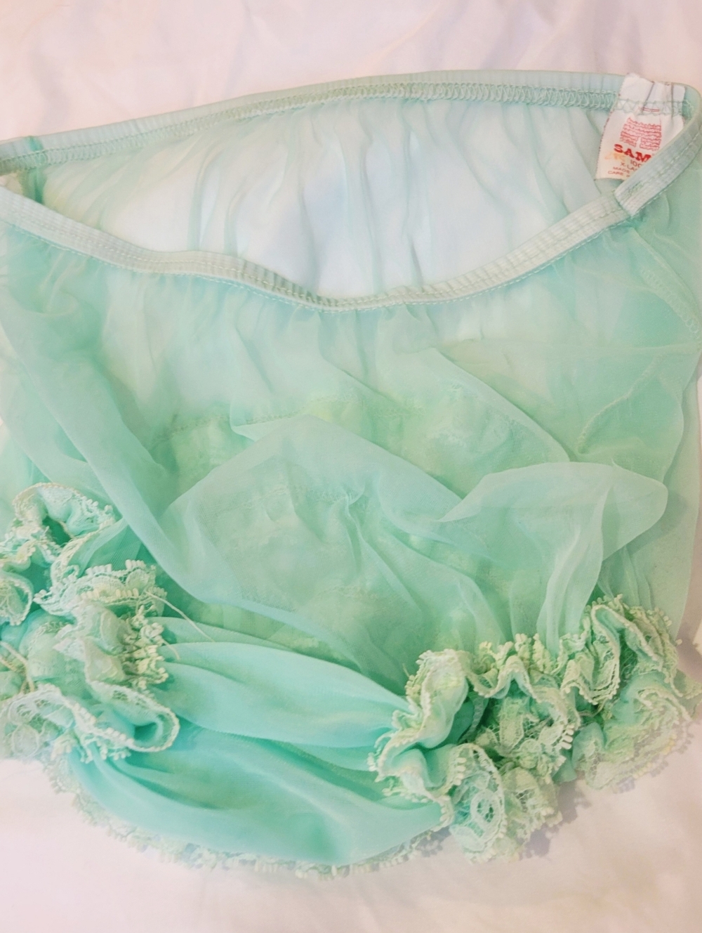 SAM'S Light Mint Sheer Ruffle Petticoat Panties  - X-Large - Picture 2 of 5